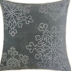 Homey COZY Embroidery Gray Snowflake Velvet Throw Pillow, 20", Cover Only